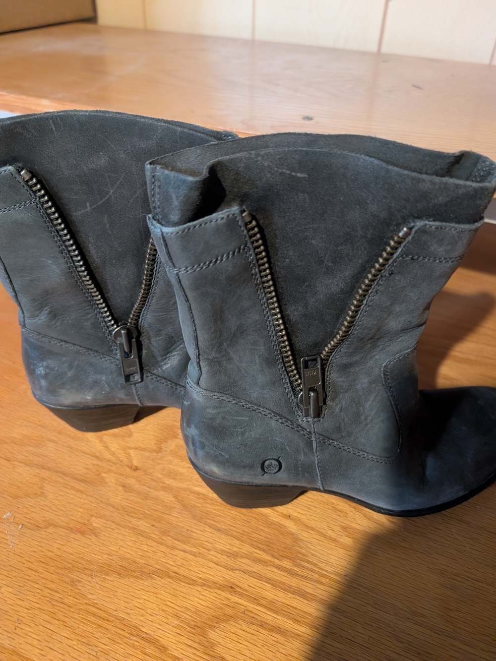 Born Gray Leather and Suede Slip-on Ankle Boots